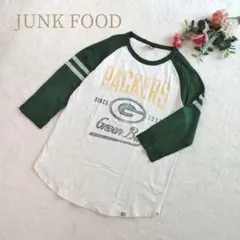 【ジャンクフード】メンズ ラグランTシャツ グリーンバイパッカーズ NFL