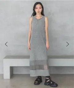 JEANASIS   ミニブークレニットノースリーブワンピース