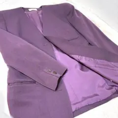 パープル スカートセットアップ 毛100% シングルジャケット　東京スタイル