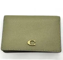 COACH カード入れ2つ折り財布 カーキ レザーのサムネイル