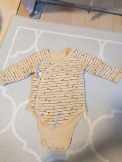 ベージュ ストライプロンパース 70-80cm