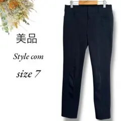 美品 Style com ストレッチパンツ 7 黒 伸縮性 ビジネス 3920