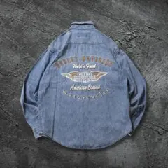 【激レア】Harley Davidson Denimshirt ビッグロゴ 刺繍のサムネイル