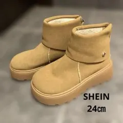 SHEIN ショート厚底ブーツムートン風キャメル色のサムネイル