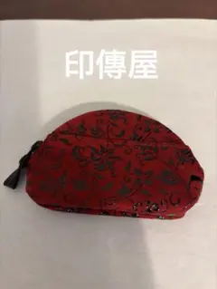印傳屋　小銭入れ　赤地／黒漆／花唐草のサムネイル