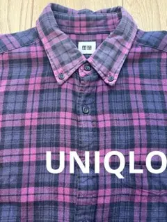 UNIQLO ユニクロフランネルチェック長袖シャツボタンダウンメンズM