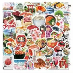 ステッカー日本お寿司季節お土産観光名所四季かわいいシールカラフル和風桜お城扇子春