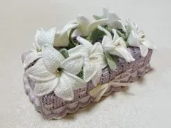 ボックスティッシュカバー❤︎ティッシュケース❤︎ハンドメイド❤︎百合のサムネイル