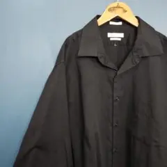USA古着　バンヒューゼン　無地ブラック 長袖シャツ ゆったりシルエット