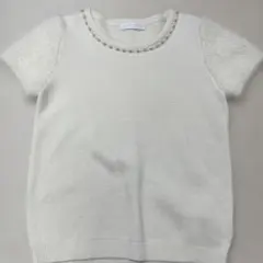 CECILMcBEE ホワイトビーズニット半袖