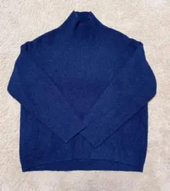 ユニクロ　ネイビー リブ編み タートルネックセーター　M