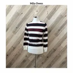 Mila Owen ミラオーウェン 配色 ボーダー クルーネック ニット ロゴ