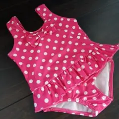 女の子 水着 80cm ドット柄 リボン
