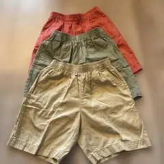 コットンハーフパンツセット 赤 緑 ベージュ