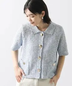 Gready Brilliant ＭＩＸスラブ衿付５分袖カーディガン