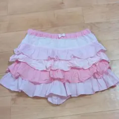【342】メゾピアノ 140センチ ピンク色フリルスカート (キュロット)
