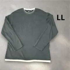 【限定価格】しまむら　メンズ　長袖カットソー グリーン系　LLサイズ 綿混のサムネイル