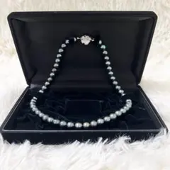 【極美品】 あこや パール 黒真珠 ネックレス 留具 シルバー 8.5mm