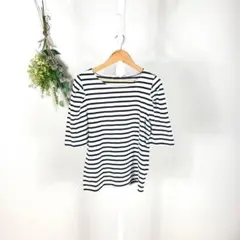 T0551 ジーユー　ボーダー　薄手　ニット　L 綿　綺麗め　韓国　お買い得