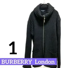 BURBERRY London 1 ブラック リブ編み カーディガン★