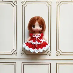 ぷちリカちゃん　服　ドレス　編み物 ハンドメイド
