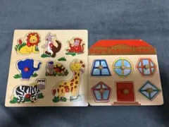 木製動物パズル 2個セット