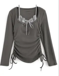 グレイル　フリルリボンキャミソール×ドロストトップスアンサンブル[ac2472]