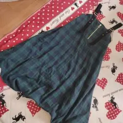 キャミワンピース グリーンとブラックのチェック柄