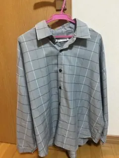 WSS. スカイブルー　チェック柄 長袖シャツ