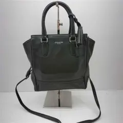 ?COACH レザー 2WAYトートバッグ ブラック系