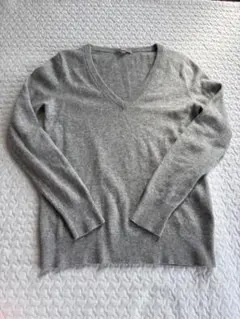【ユニクロ UNIQLO】美品 カシミヤVネックニット レディース M グレー
