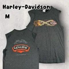 ハーレーダビットソン Tシャツ タンクトップ M グレー ファイヤー