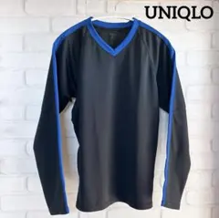 2107【UNIQLO】Vネック　ブルーライン　ロングTシャツ