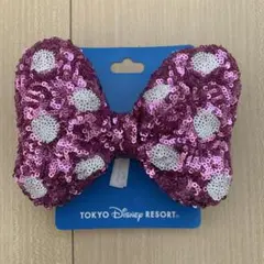 ディズニー　ヘアゴム　ヘアポニー　ミニーちゃん　リボン　スパンコール　ピンク