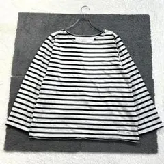 ✨カットソー/5L/ボーダー/ボートネック/長袖/左肩ボタン/春秋/カジュアル