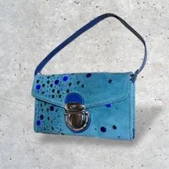 美品　ディーゼル　クラッチバッグ　ハンドバッグ　スエード　スタッズ　ターコイズ