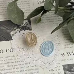 新品未使用　シーリングスタンプ　ヘッド　Leaf 木製ハンドルセット