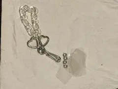 スマホチャーム ビーズ 携帯ストラップ ハート クリアビーズ