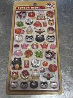 ボンボンドロップシール 縁起物 狛犬 招き猫 和柄