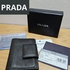 【美品/希少】PRADA プラダ 本革レザー 名刺入れ カードケース BLACK