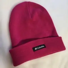 Columbia コロンビア ニット帽 ビーニー ピンク　ロゴタグ 美品のサムネイル