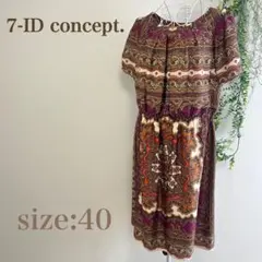 【美品】7-ID concept. スカーフ柄　ワンピース　ゆったり　楽ちんのサムネイル