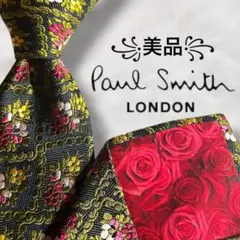 美品✨　ポールスミス　PaulSmith　ネクタイ　花柄　ジャガード　薔薇　赤 美品✨ ポールスミス PaulSmith ネクタイ 花柄 ジャガード 薔薇