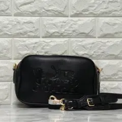 ✨美品✨コーチ カメラバッグ ホースアンドキャリッジ ブラック レザー ロゴ