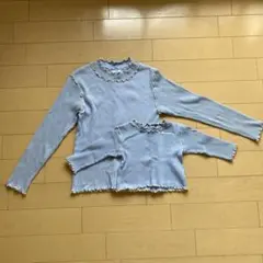 親子リンク　petit main 水色 フリル 長袖カットソー　80cm