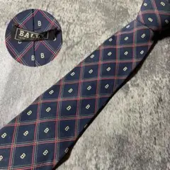 AN098 BALLY ネイビー シルク ネクタイのサムネイル