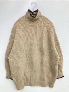 Spick & Span ベージュ リブ編み ハイネックセーター