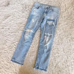 美品 D.M.G. ドミンゴ リメイク加工 パッチワーク ダメージジーンズ Mのサムネイル
