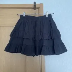 インパン裏地付き フリルミニスカート　黒