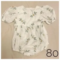 【新品】花柄ロンパース 80半袖 ベビー服 女の子ナチュラル韓国子ども服風 夏服